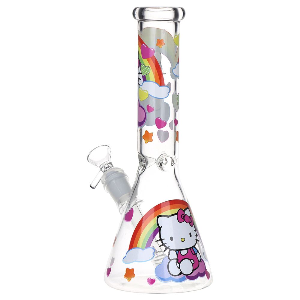 Greetings Feline Glass Beaker Water Pipe | 10" | 14mm F | Designs Vary