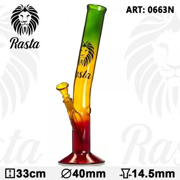 Rasta Colored Glass Water Pipe w/ Lion Logo 13"