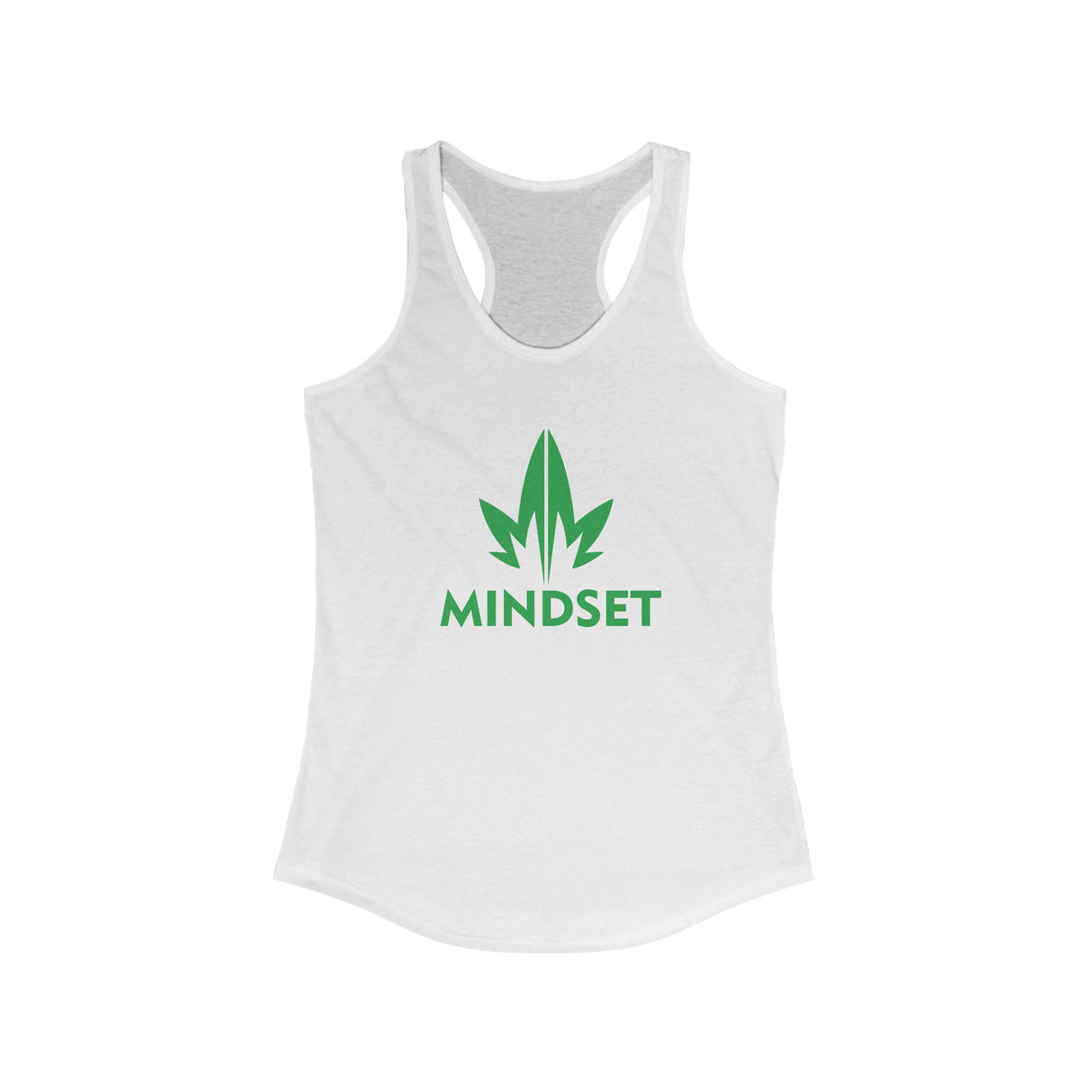 Women's Mindset Racerback Tank, Green Leaf Logo