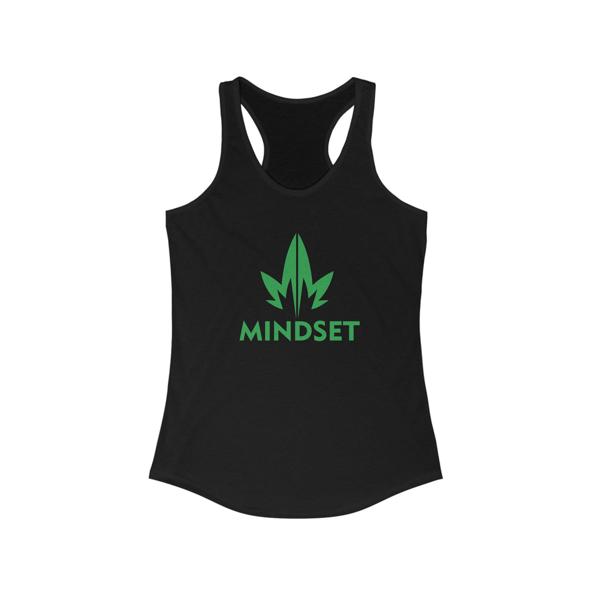 Women's Mindset Racerback Tank, Green Leaf Logo