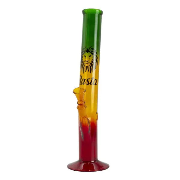 Rasta Colored Glass Water Pipe w/ Lion Logo 13"