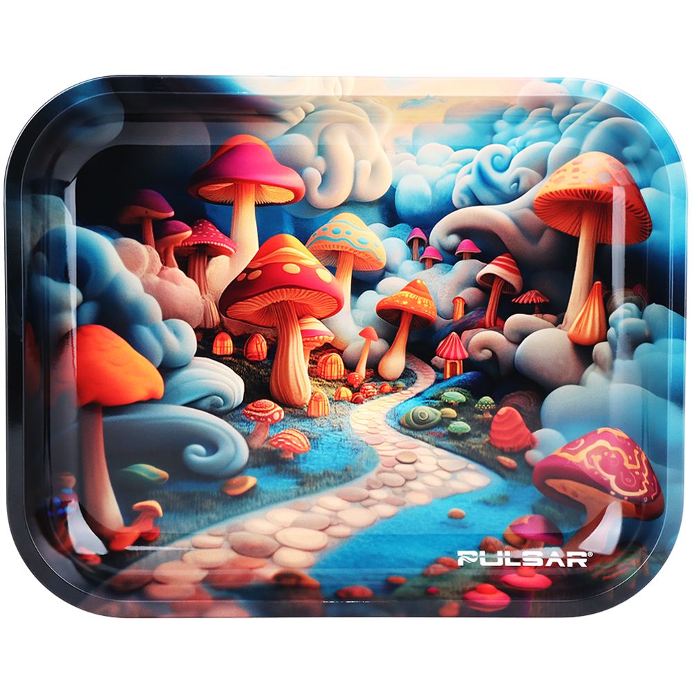 Pulsar Design Series Large Metal Rolling Tray - Shroom Path / 13"x11"