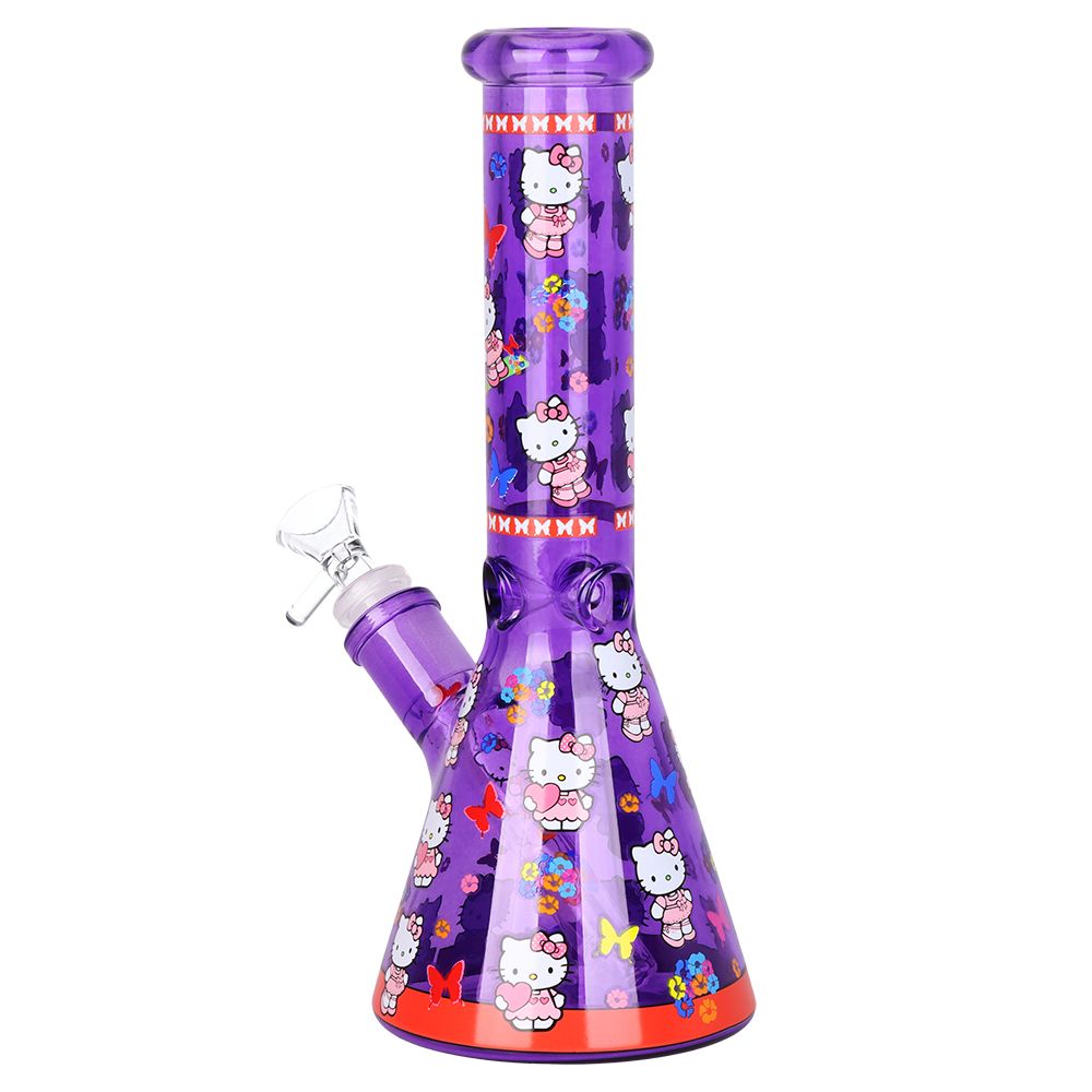 Hi Kitty Neon Beaker Glass Water Pipe - 10" / 14mm F / Colors Vary