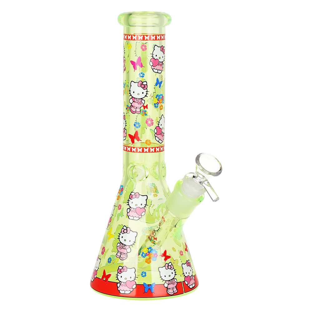 Hi Kitty Neon Beaker Glass Water Pipe - 10" / 14mm F / Colors Vary