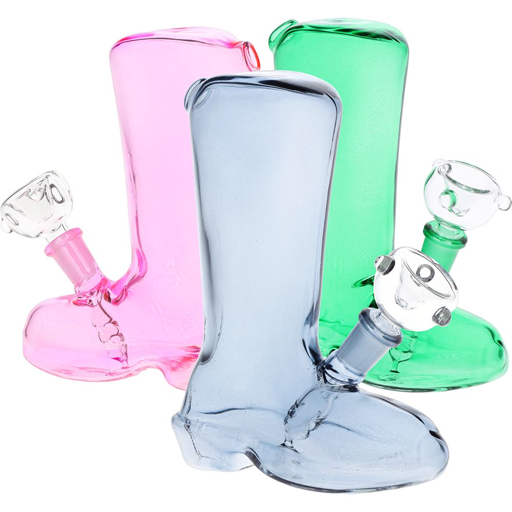 Boot-iful Mini Glass Water Pipe - 5" / 10mm F / Colors Vary
