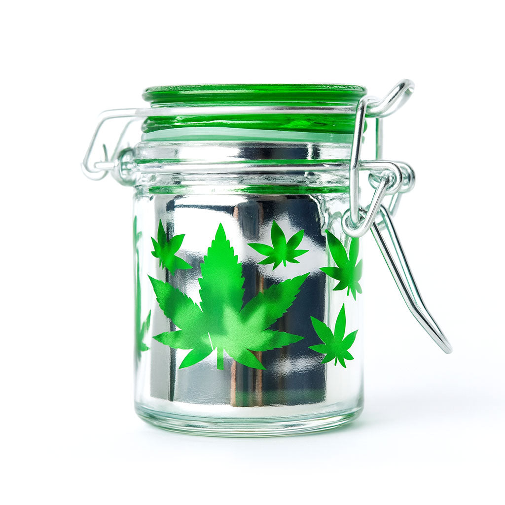 AIRTIGHT GLASS GREEN LEAF STORAGE CONTAINER