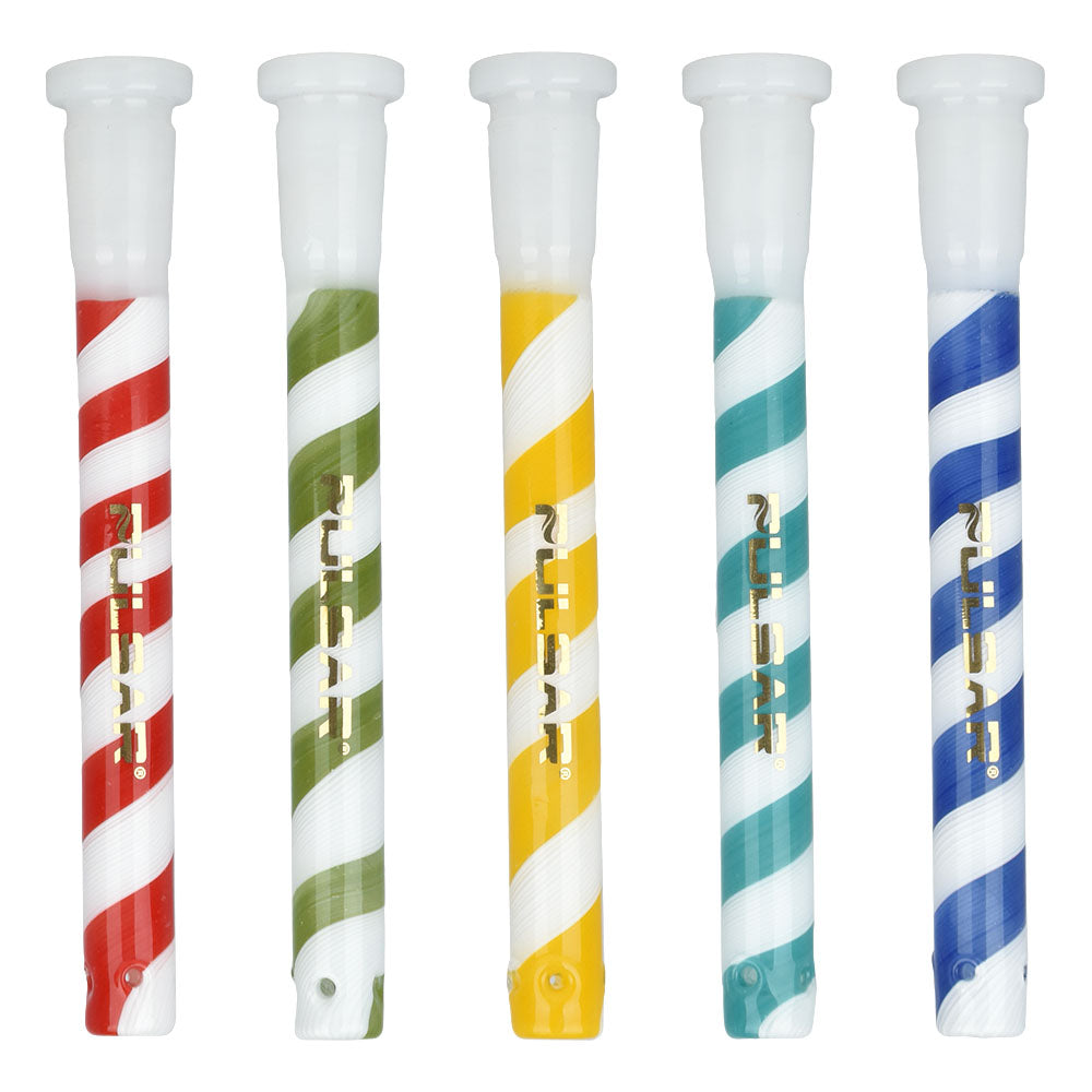 Pulsar Candy Stripe Downstem | 14mm | Asst Colors | 5pc Set