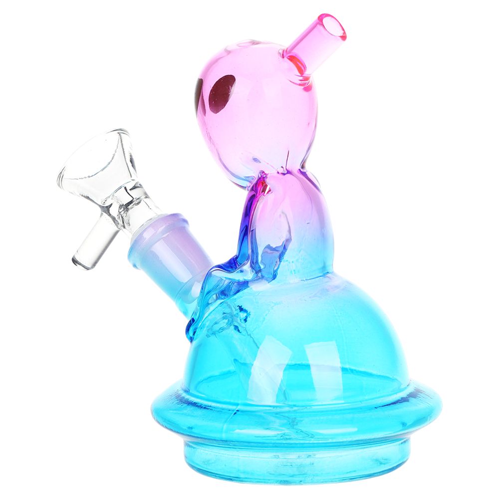 Alien UFO Ombre Mini Glass Water Pipe - 5" / 14mm F / Colors Vary