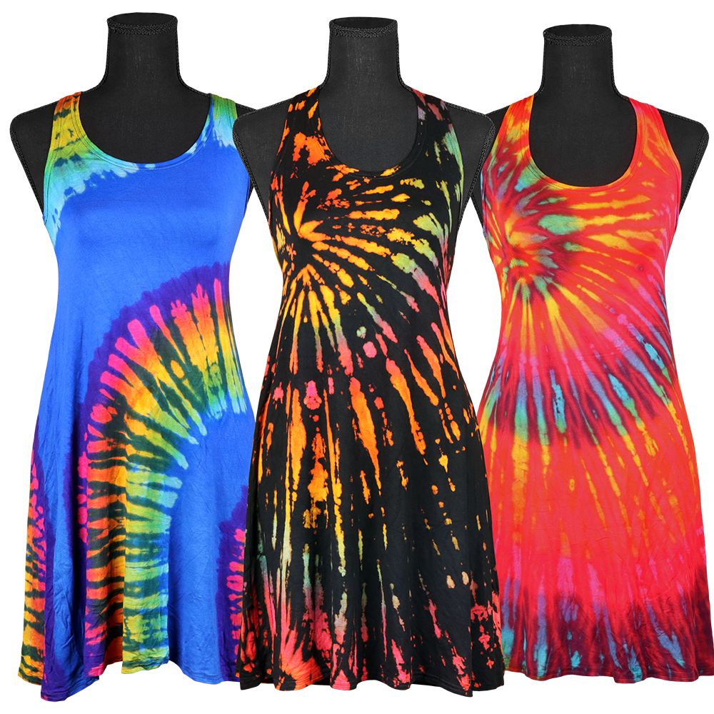 Tie Dye Tank Top Mini Dress - One Size / 25"