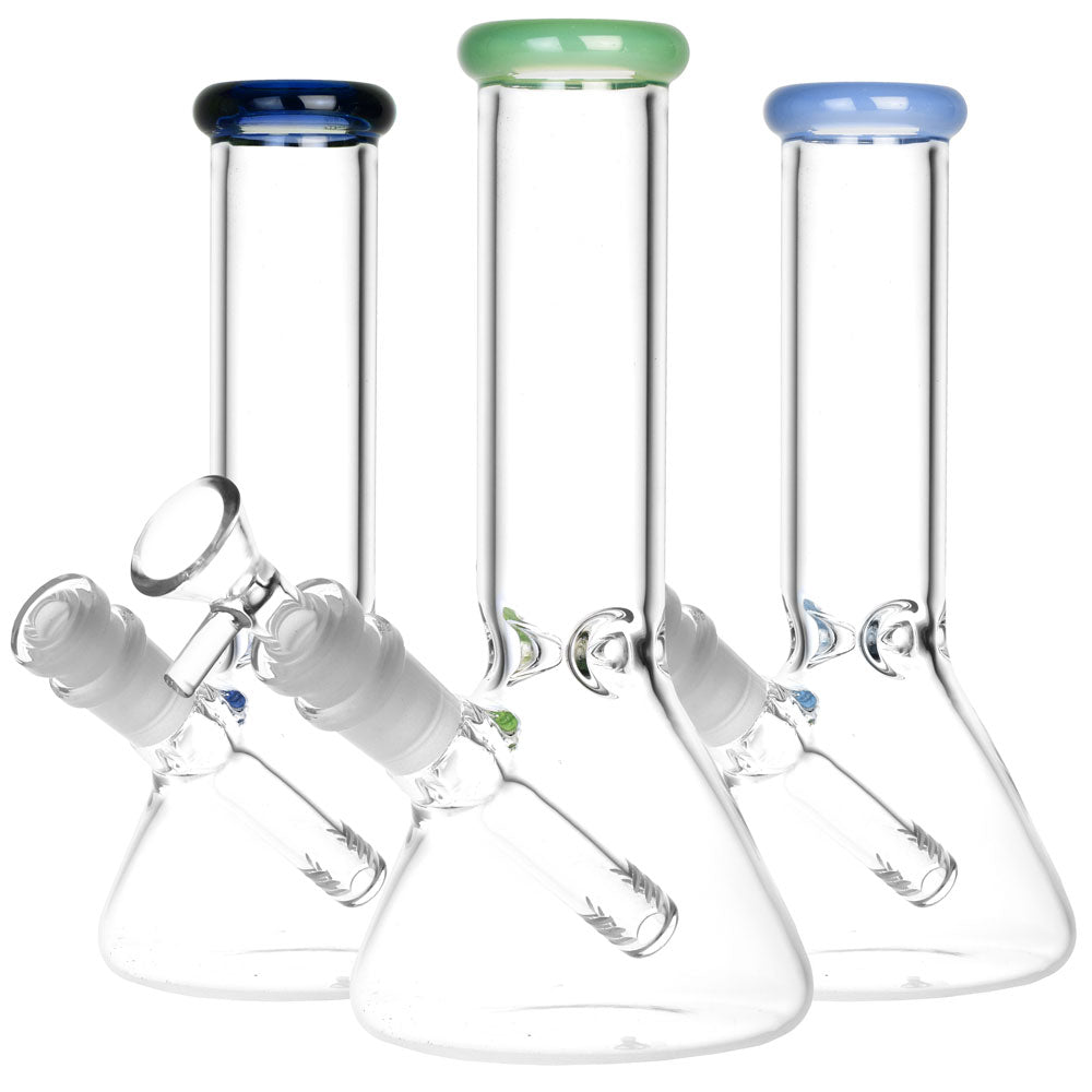 Classic Glass Beaker Water Pipe - 8" / 14mm F / Colors Vary