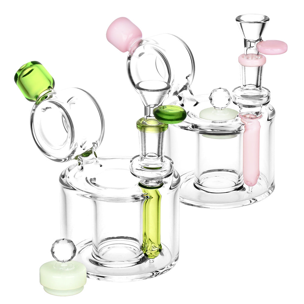 Flower Focus Water Pipe w/ Herb Storage -5.5"/14mm F / Colors Vary