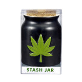 Green leaf stash jar - embossed leaf