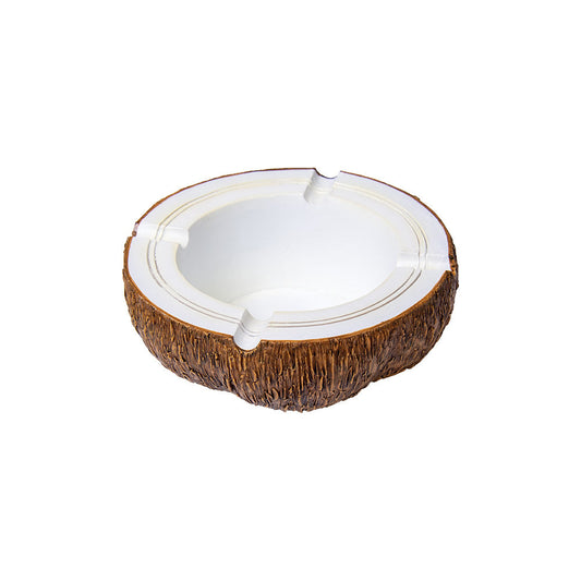 Coconut Shaped Polyresin Ashtray - 6"