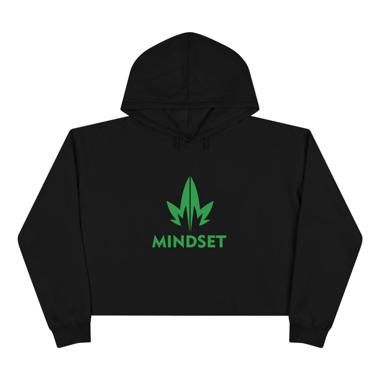 MM Crop Hoodie, Green Leaf Logo