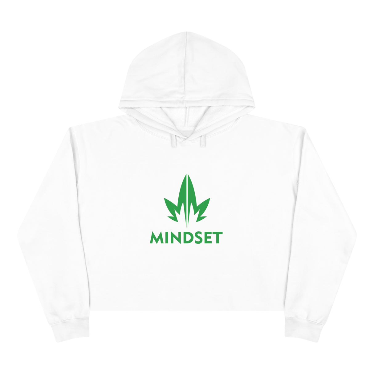 MM Crop Hoodie, Green Leaf Logo