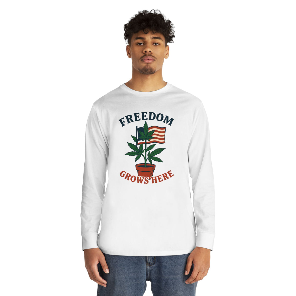 Freedom Grows Here – Long Sleeve Crewneck Tee (Mindset Collection)