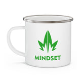 Mindset Enamel Camping Mug, Green Leaf Logo