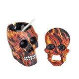 SKULL ASHTRAY AND OPENER SET - flame design