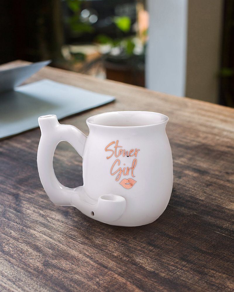 Stoner girl white with gold imprint mug - roast & toast mug