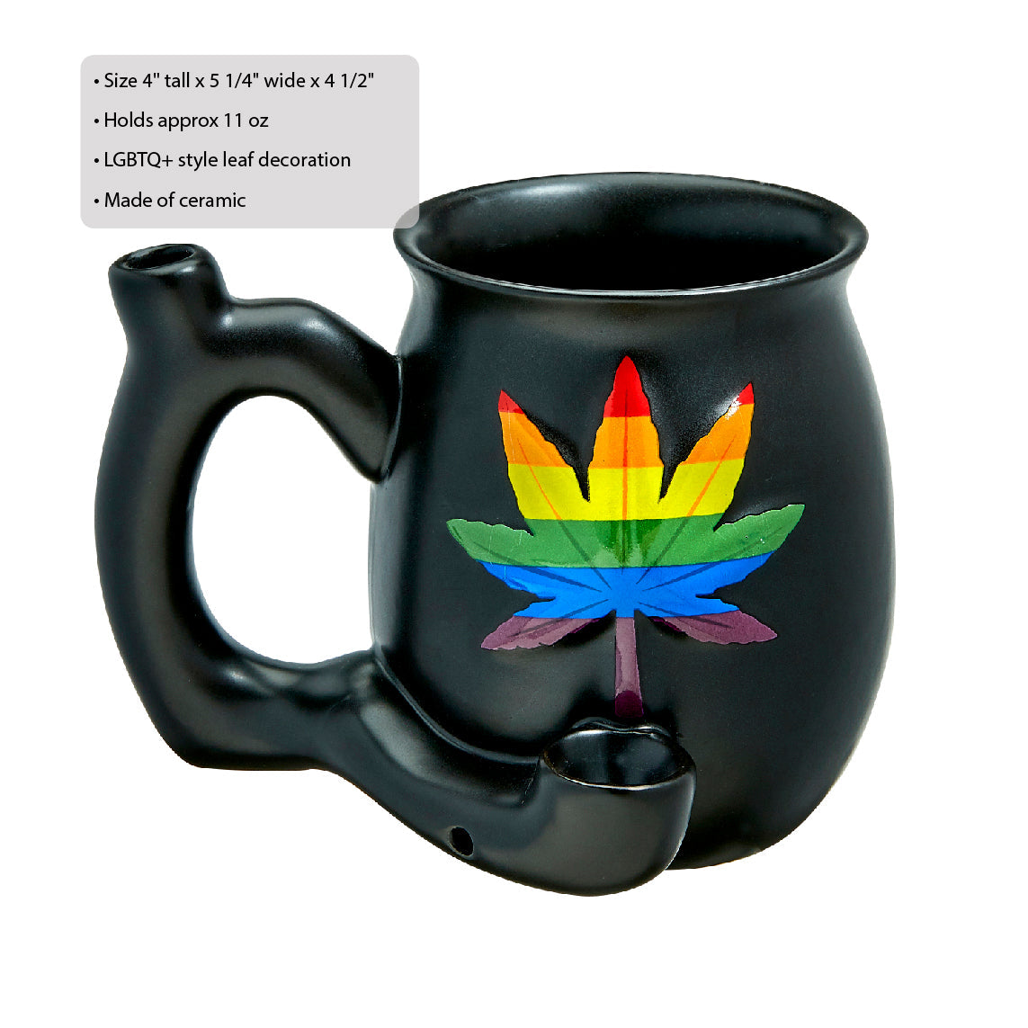 embossed leaf matt black mug - rainbow leaf