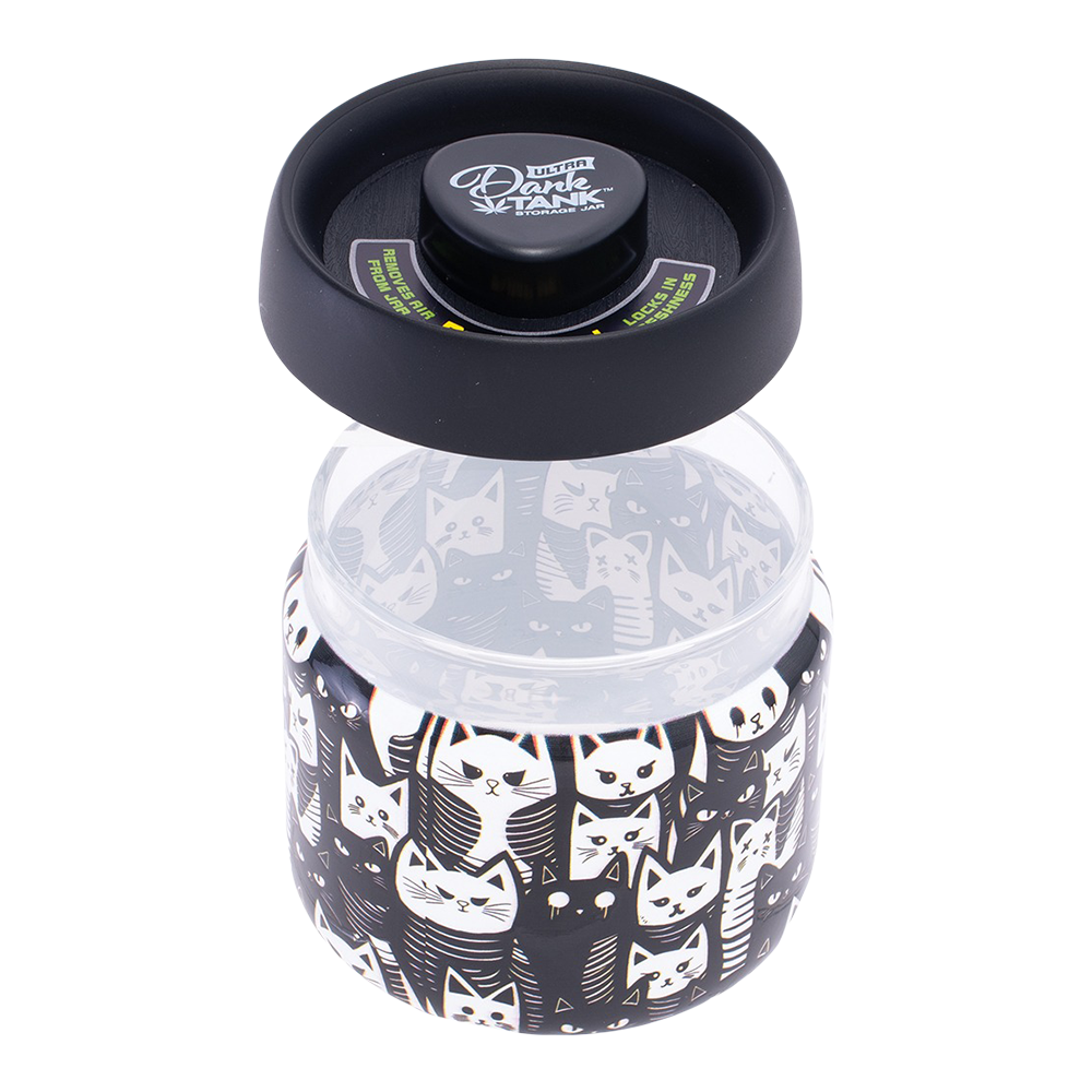 Fujima Dank Tank Vacuum Glass Jar - 4.2" / Black & White Cats