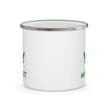 Mindset Enamel Camping Mug, Green Leaf Logo