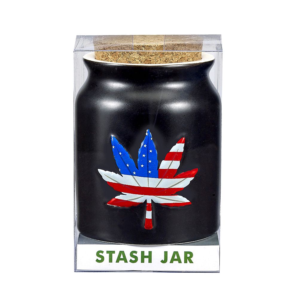 Patriotic embossed leaf stash jar