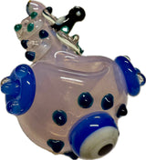 Ripkitty 4.5" Tobacco Dry Herb Hand Pipe Spoon Color Tube Glass with Penguins Art