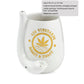 Stemless Wine Glass Pipe White with Gold Logo
