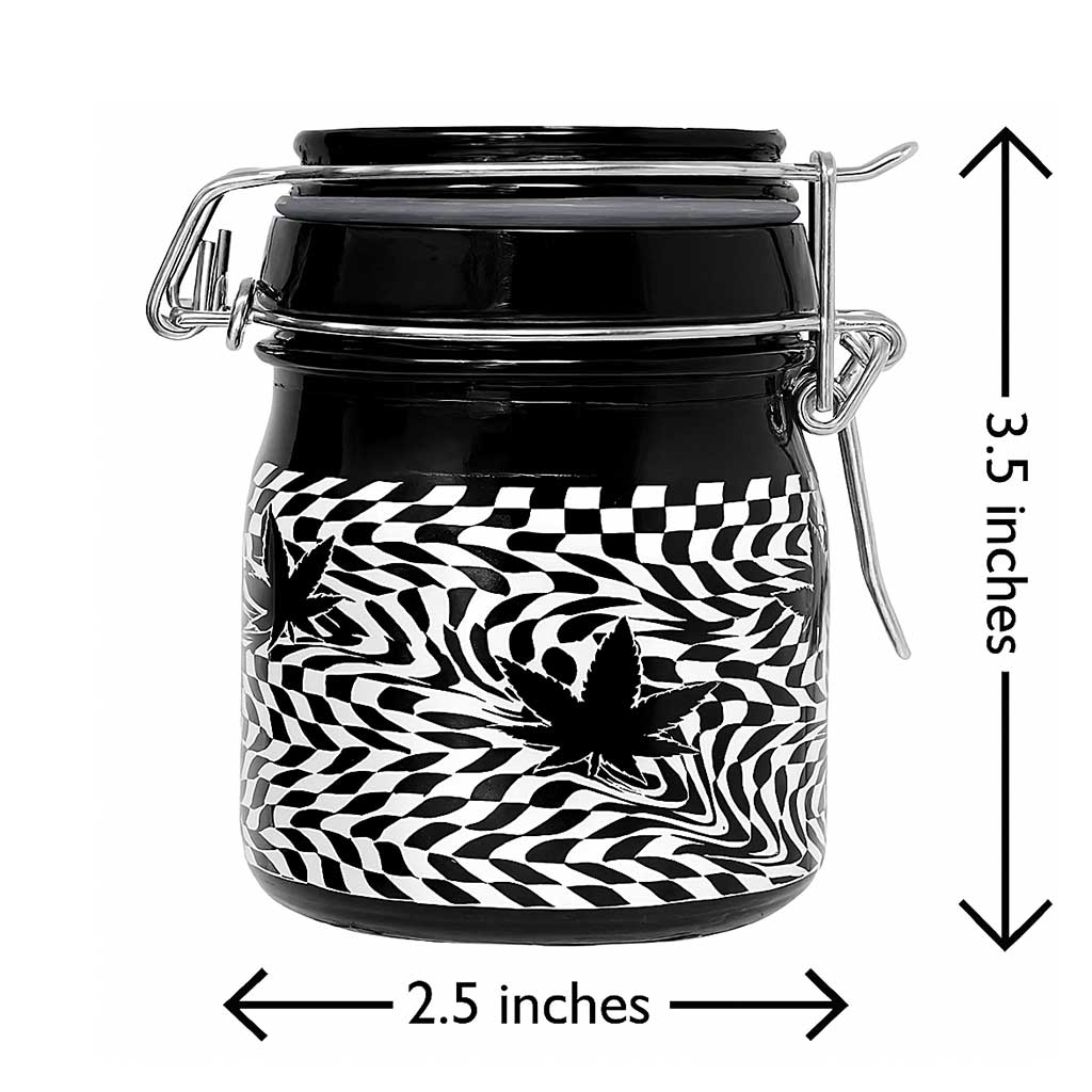 CHECKERBOARD LEAVES STORAGE JAR WITH CLAMPING LID
