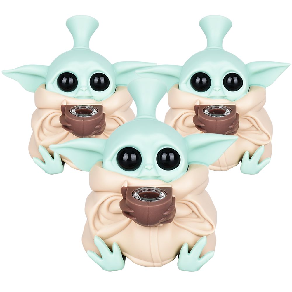 Baby Yoda Silicone Water Pipe - 4.5" 3ct