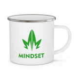 Mindset Enamel Camping Mug, Green Leaf Logo