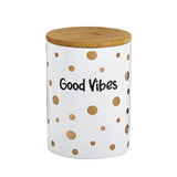 FASHIONCRAFT Deluxe Canister - Stash Jar White + Black Canister - Gold Polka Dots - Good Vibes