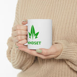 Mindset Ceramic Mug 11oz, Green Leaf Logo