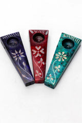 Flower Engraved Stone Pipe Pack of 3