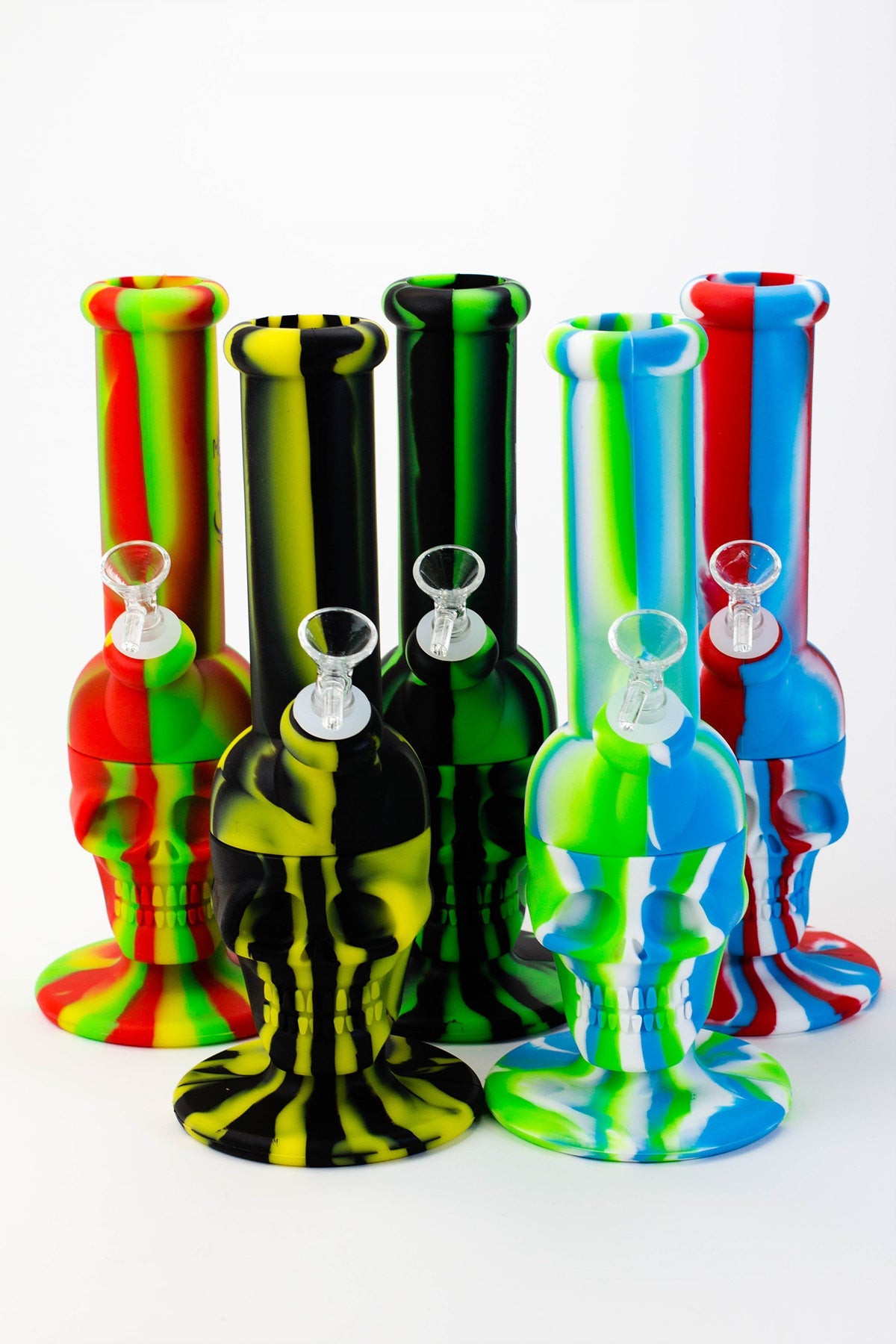 11" Genie skull multi colored detachable silicone water bong