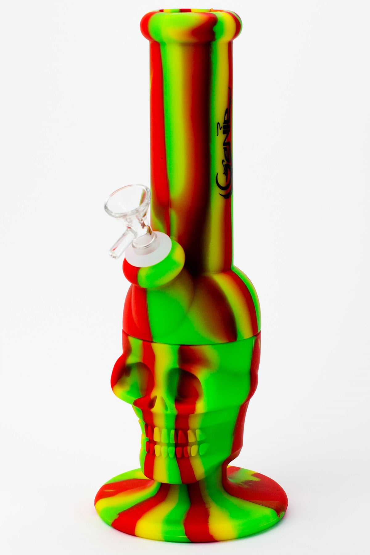 11" Genie skull multi colored detachable silicone water bong