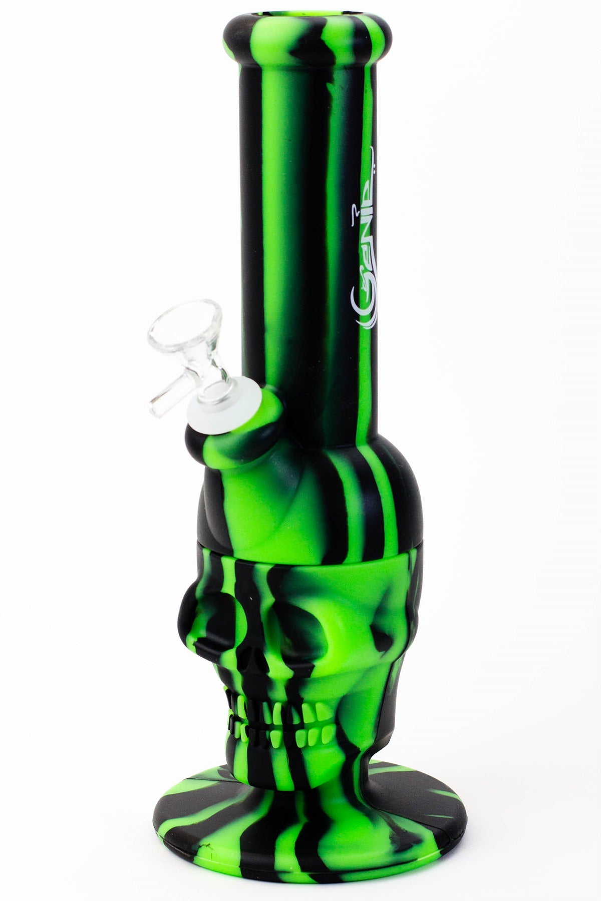 11" Genie skull multi colored detachable silicone water bong