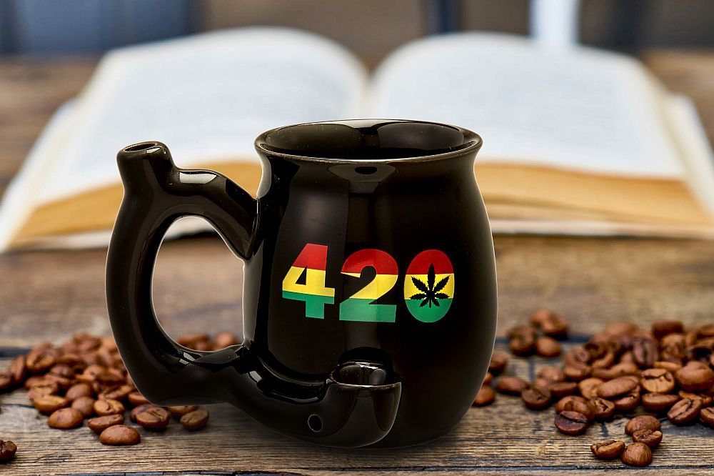 420 Mug - Black Mug with Rasta Colors