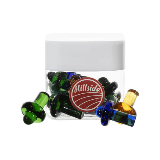 12PC JAR - Hillside Glass Plug Carb Caps - 22mm / Asst Colors