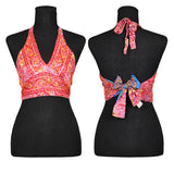 Silk Halter Tie Crop Top - One Size