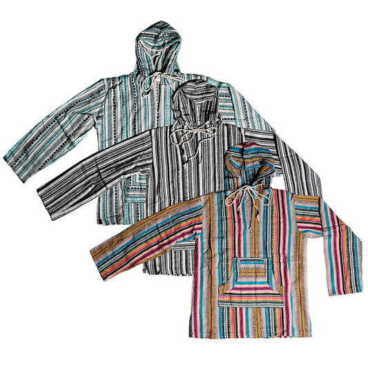 Striped Cotton Baja Hoodie Jacket - Colors Vary