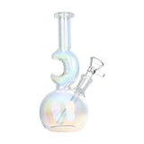 Lunar Glow Electroplated Glass Water Pipe - 7.25" / 14mm F / Colors Vary