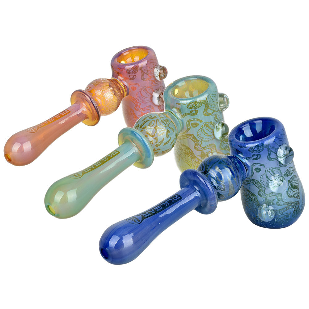 Pulsar Inside Print Glass Hammer Bubbler | Octopus | 5.25"