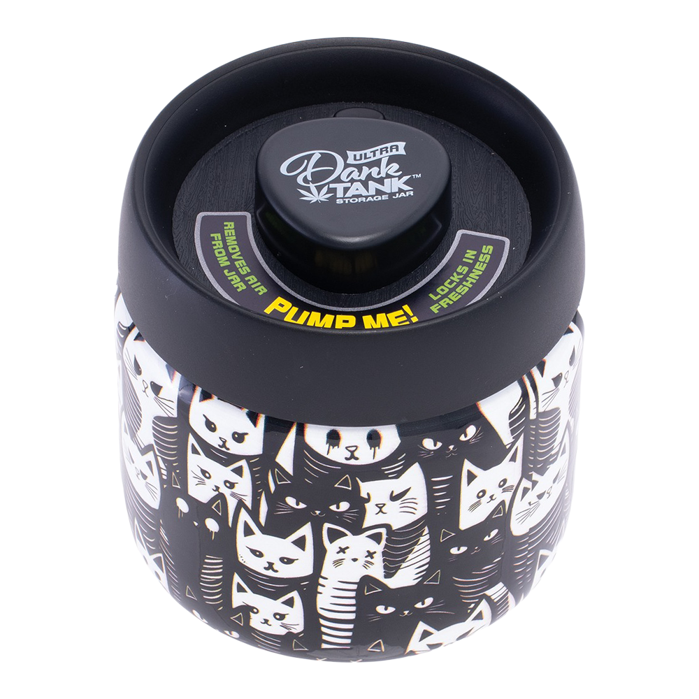 Fujima Dank Tank Vacuum Glass Jar - 4.2" / Black & White Cats