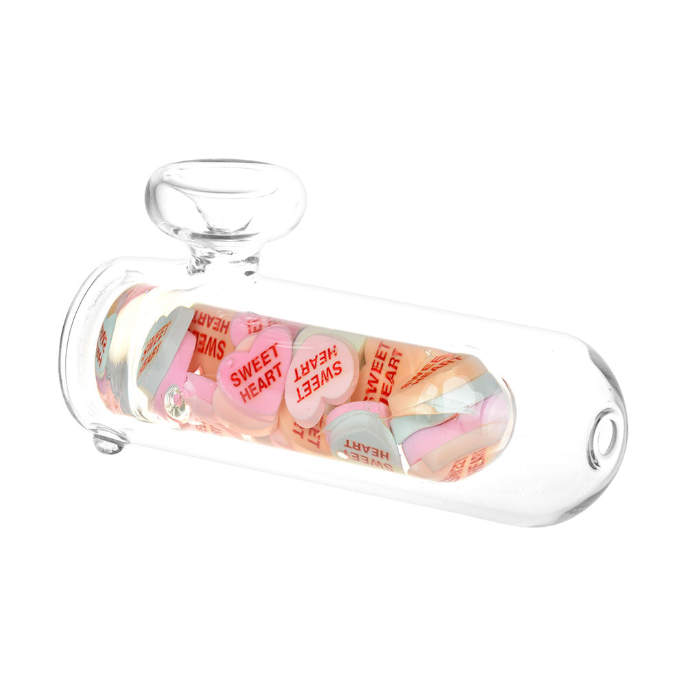 Valentine Hearts Glass Hand Pipe - 5.25"