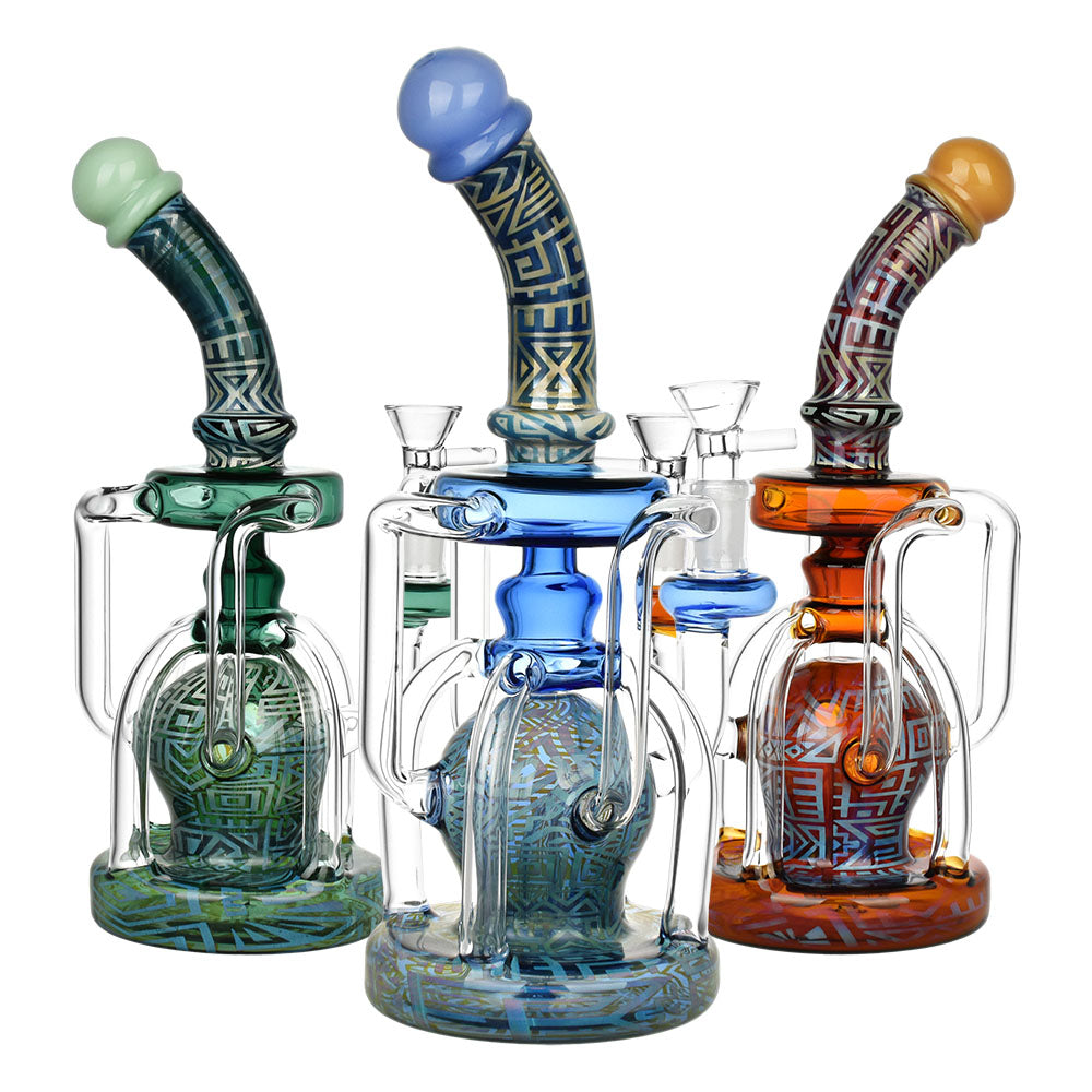 Otherworldly Connection Recycler Water Pipe - 10"/14mm F / Colors Vary