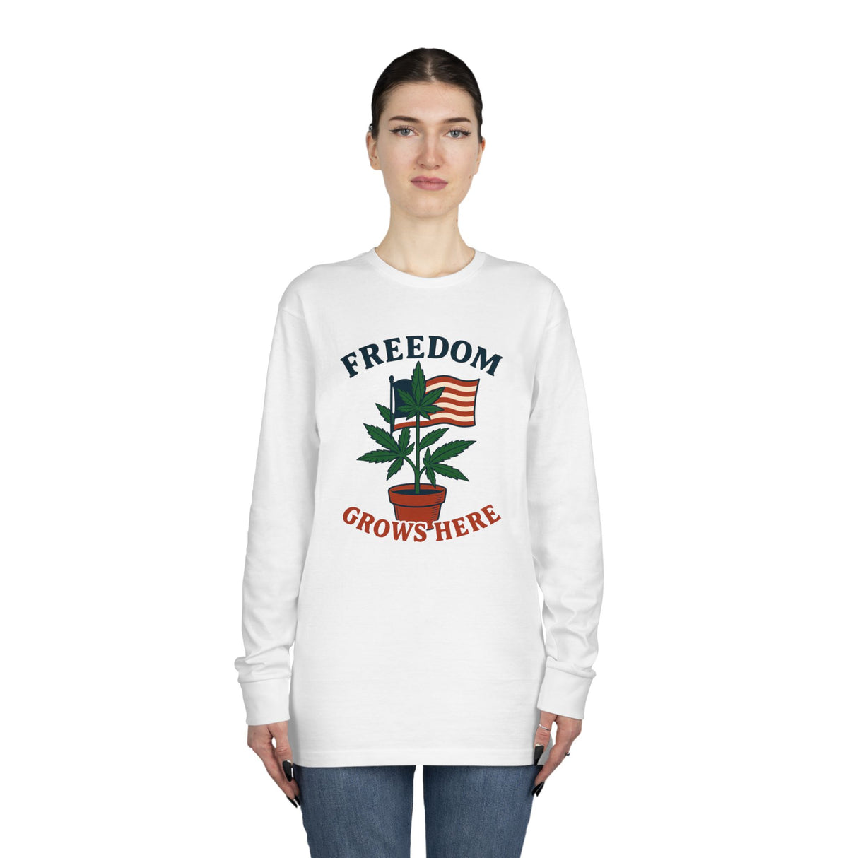 Freedom Grows Here – Long Sleeve Crewneck Tee (Mindset Collection)
