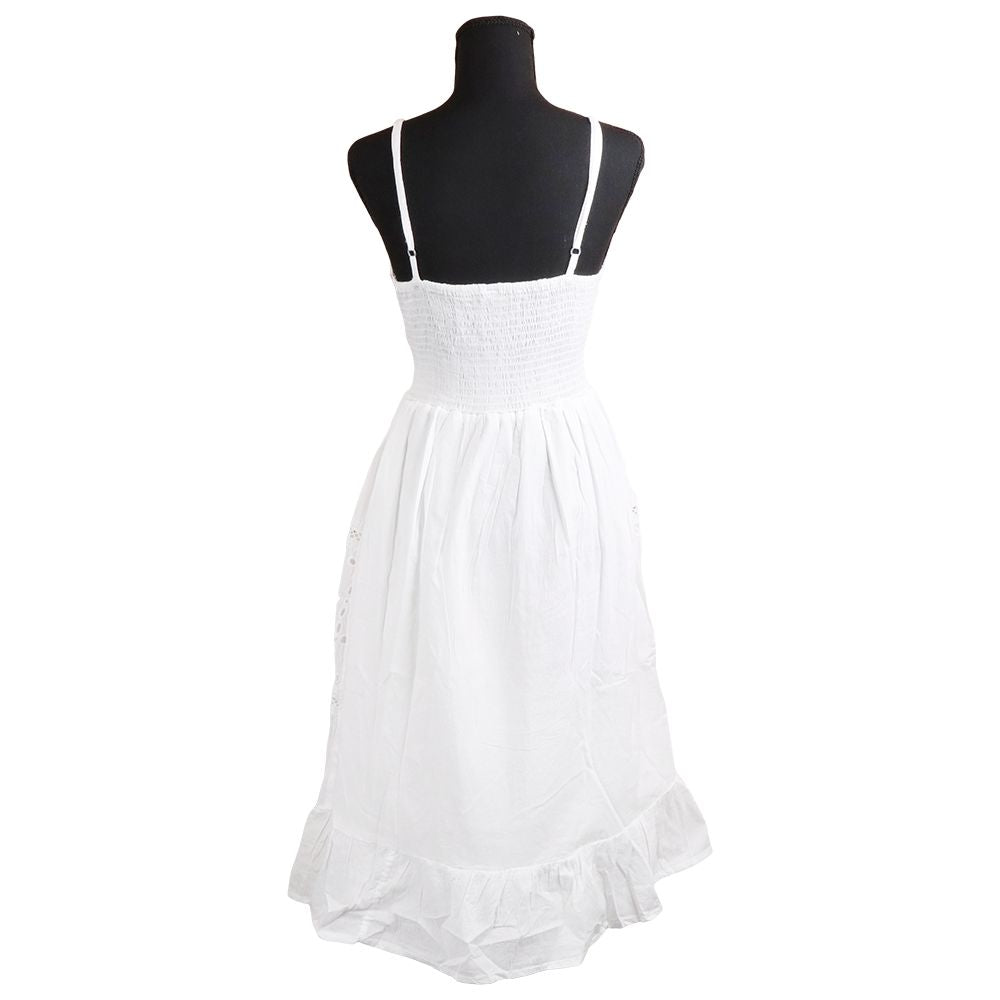 Spaghetti Strapped White Cotton Dress - One Size