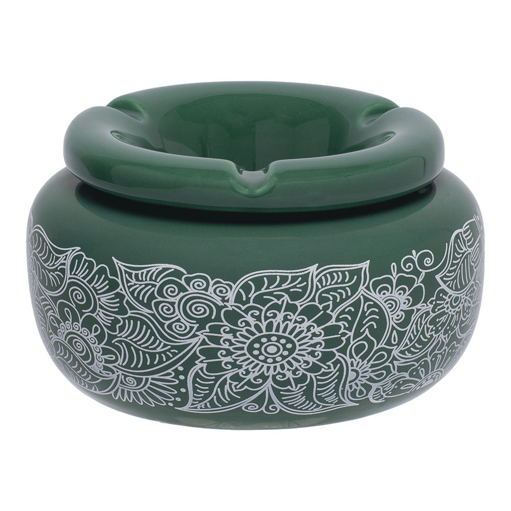 Fujima Moroccan Ceramic Ashtray - Green Floral / 5"